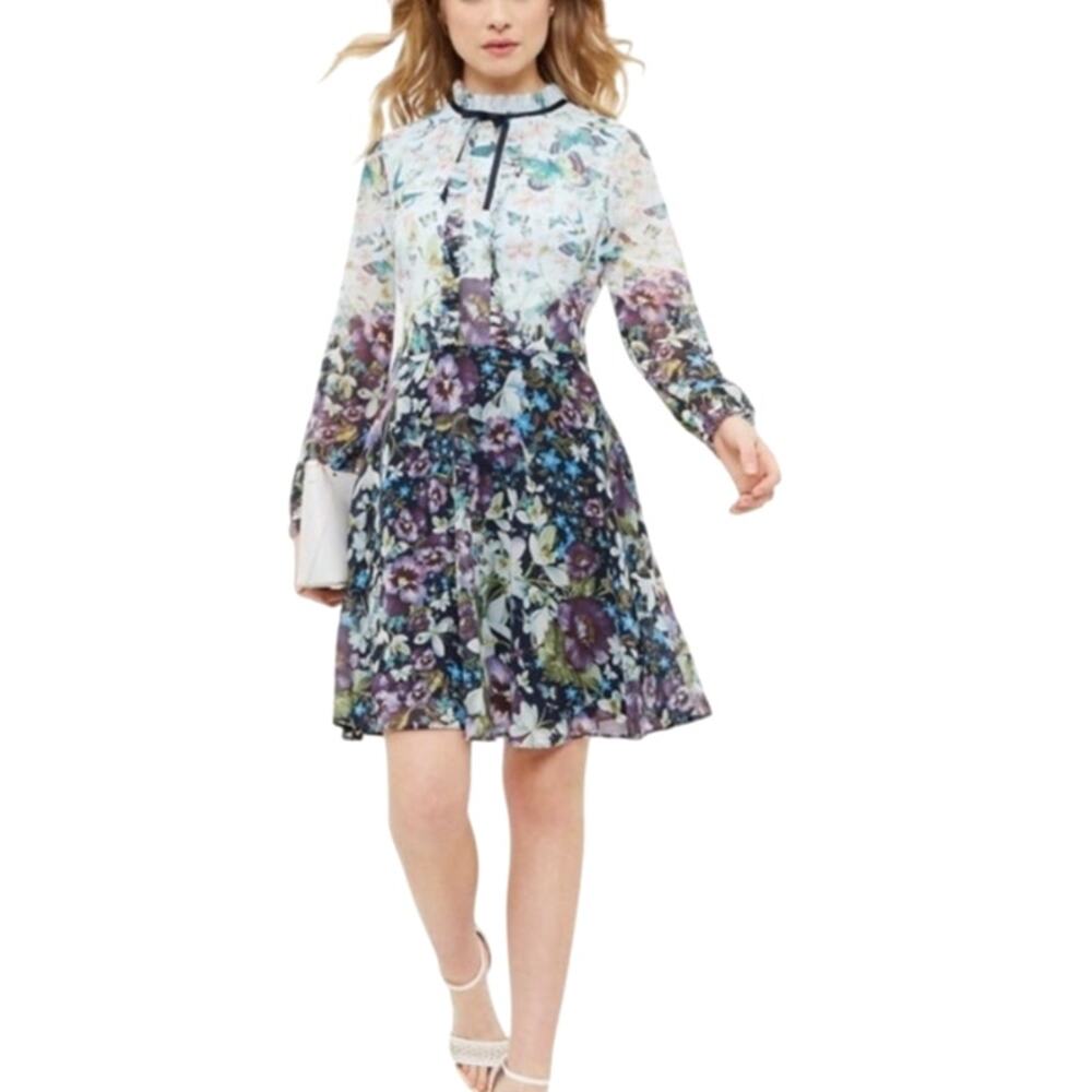 Ted Baker Meelia Floral Butterfly Dress 4 Chiffon Entangled Enchantment Ethereal - Picture 3 of 16
